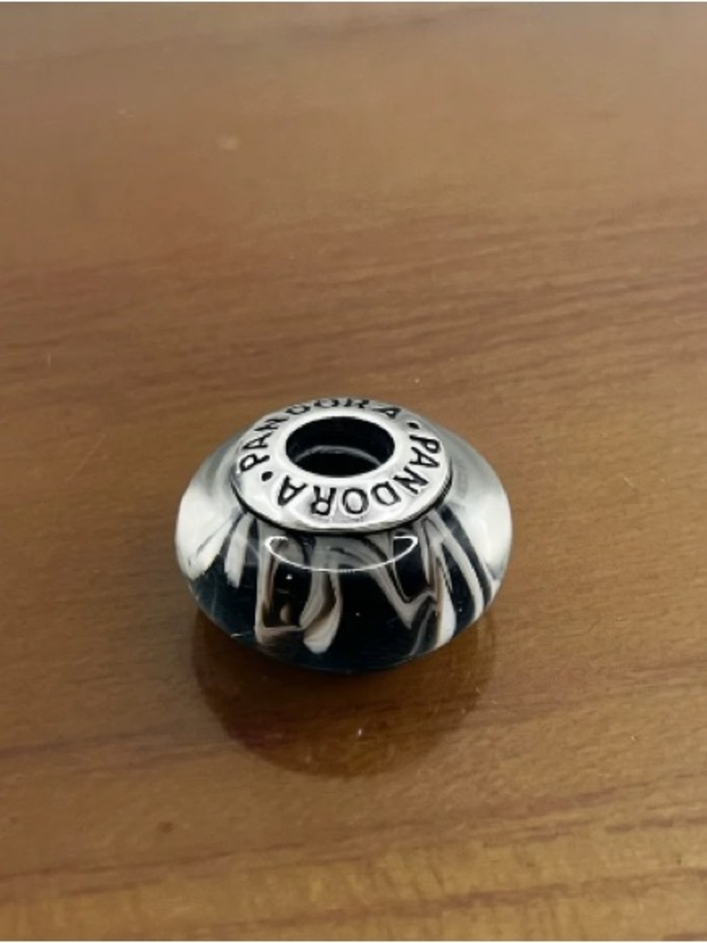 Pandora Black & White Murano Glass Charm Bead